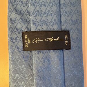 Vintage 1990's Ann Hand Liberty Eagle Tie – 100% French Silk – Blue Jacquard